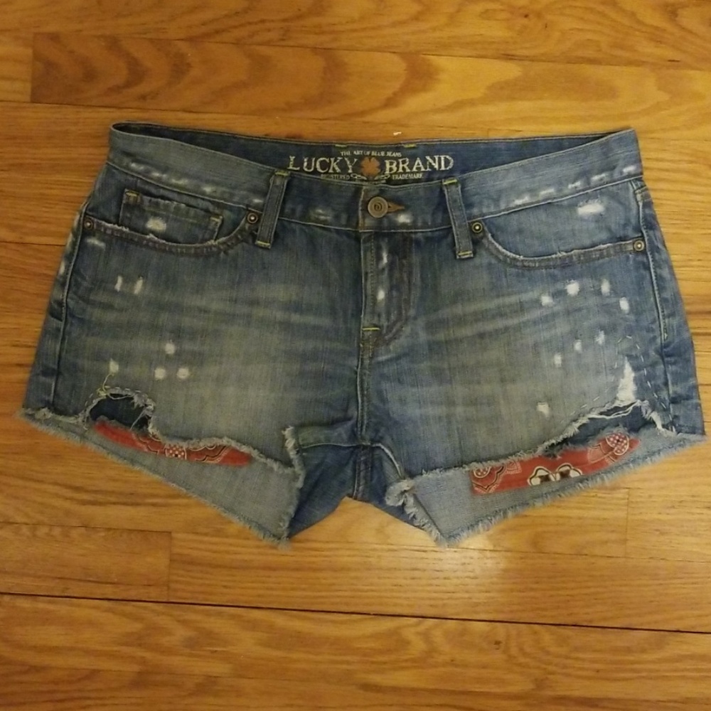 Lucky Brand Riley patriotic bandana denim shorts